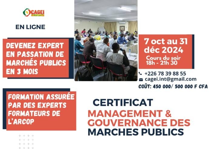 Appel à candidatures : Recrutement 7ième promotion pour la formation certifiante en Management & Gouvernance des Marchés Publics | AIB